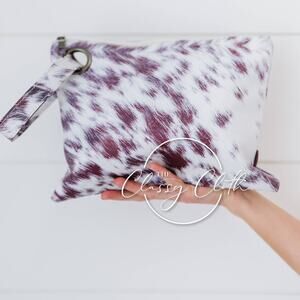 Cowhide Print Clutch Bag – Boho Western Style